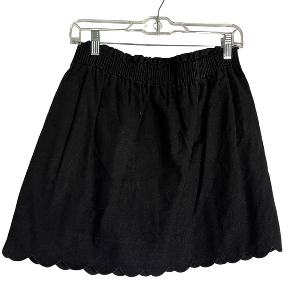 J by J Crew Black Linen Blend Scalloped Mini Skirt - Picture 2 of 7